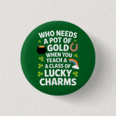 St Patricks Lehrer Lucky Charm Clover Irisch  Button (Vorderseite)