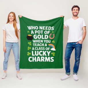 St Patricks Lehrer Lucky Charm Clover Irisch  Fleecedecke