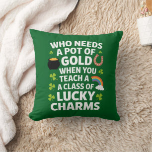 St Patricks Lehrer Lucky Charm Clover Irisch Kissen