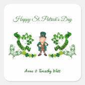 St Patricks Leprechaun Butterfly Lucky Kleeblatts Quadratischer Aufkleber (Vorderseite)