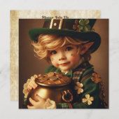 St. Patrick's Leprechaun Child Pot of Gold Square Einladung (Vorne/Hinten)