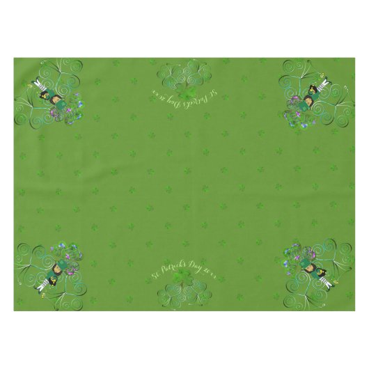 St. Patrick's Leprechaun Kleeblatts Tablecloth Tischdecke (Vorderseite (Horizontal))