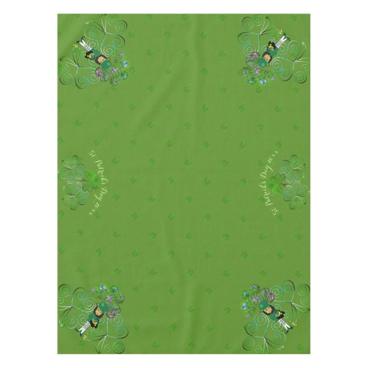 St. Patrick's Leprechaun Kleeblatts Tablecloth Tischdecke (Vorderseite)