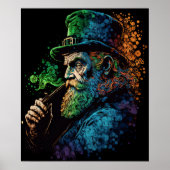 St Patrick's Leprechaun Smoking Pipe Ai Art Poster (Vorne)