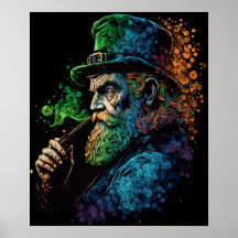 St Patrick's Leprechaun Smoking Pipe Ai Art
