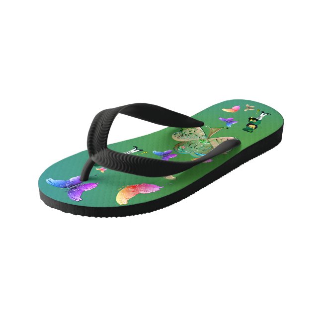 St. Patrick's Leprechauns Pair of Flip Flops Kinderbadesandalen (Schrägansicht)