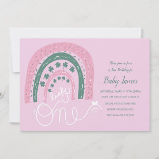 St Patricks Lucky 1. Geburtstag Hand Drawn Regenbo Einladung