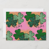 St Patricks Lucky 1. Geburtstag Pink Green Einladung (Rückseite)