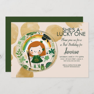 St. Patricks Lucky Birthday Girl Kleeblatt Artist Einladung