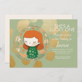 St. Patricks Lucky Birthday Girl Kleeblatt Kleinki Einladung (Vorne/Hinten)