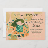 St Patricks Lucky Birthday Girl Kleeblatts Party Einladung (Vorderseite)