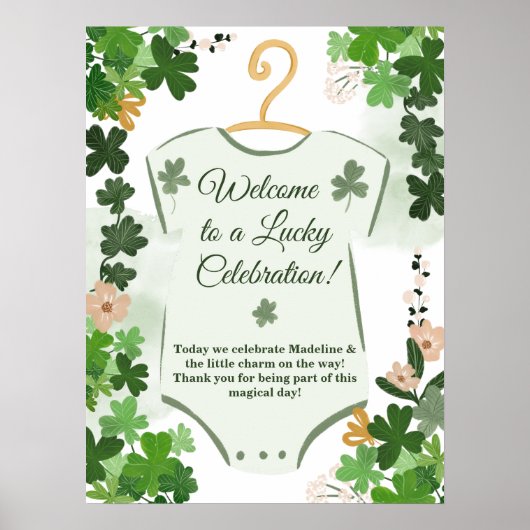 St. Patrick's Lucky Charm Baby Shower Willkommen Poster (Vorne)