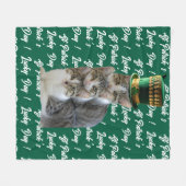 St Patrick's Lucky Day Cute Cat Leprechaun Hat, Fleecedecke (Vorderseite (Horizontal))