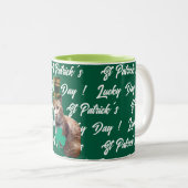 St Patrick's Lucky Day Cute Cat Leprechaun Hat, Zweifarbige Tasse (VorderseiteRechts)