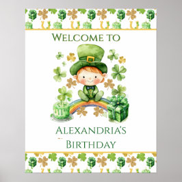 St Patricks Lucky Ein erster Geburtstag Willkommen Poster