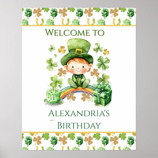 St Patricks Lucky Ein erster Geburtstag Willkommen Poster (Vorne)