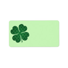 St Patricks Lucky Four Leaf Green Clover Pattern Adressaufkleber