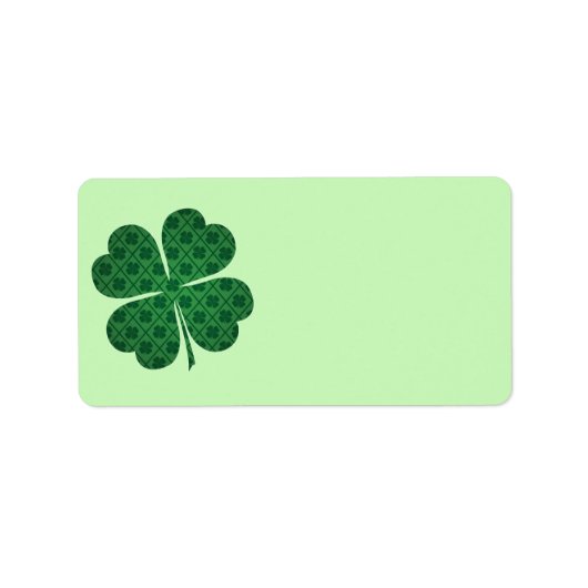 St Patricks Lucky Four Leaf Green Clover Pattern Adressaufkleber (Vorne)