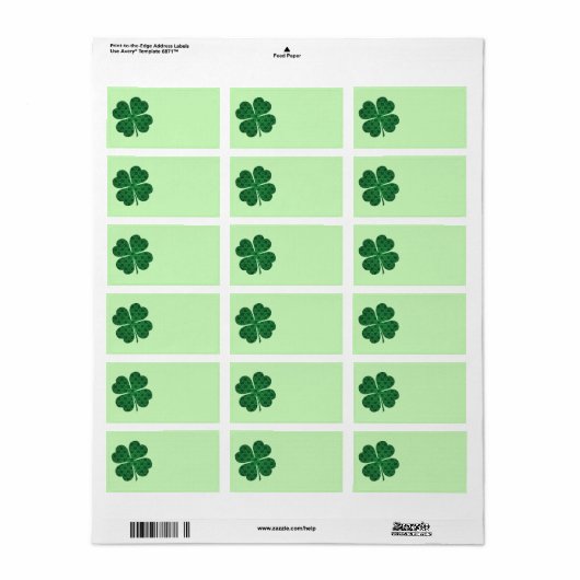 St Patricks Lucky Four Leaf Green Clover Pattern Adressaufkleber (Vorne)