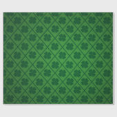 St Patricks Lucky Four Leaf Green Clover Pattern Geschenkpapier (Flach)