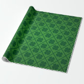 St Patricks Lucky Four Leaf Green Clover Pattern Geschenkpapier (Ungerollt)