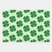 St Patricks Lucky Four Leaf Green Clover Pattern Geschenkpapier Set (Vorderseite)