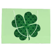 St Patricks Lucky Four Leaf Green Clover Pattern Große Geschenktüte (Rückseite)