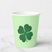 St Patricks Lucky Four Leaf Green Clover Pattern Pappbecher (Vorderseite)