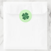 St Patricks Lucky Four Leaf Green Clover Pattern Runder Aufkleber (Tasche)