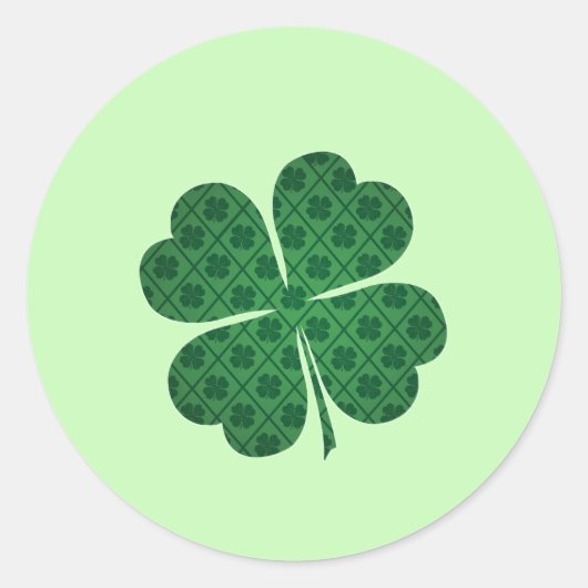 St Patricks Lucky Four Leaf Green Clover Pattern Runder Aufkleber (Vorderseite)