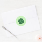 St Patricks Lucky Four Leaf Green Clover Pattern Runder Aufkleber (Umschlag)