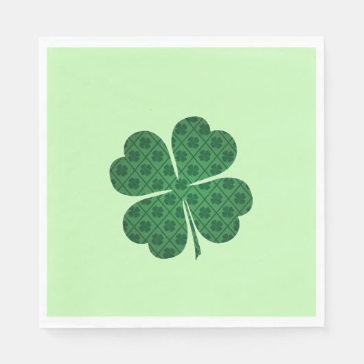 St Patricks Lucky Four Leaf Green Clover Pattern Serviette (Vorderseite)