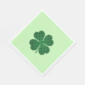 St Patricks Lucky Four Leaf Green Clover Pattern Serviette (Ecke)