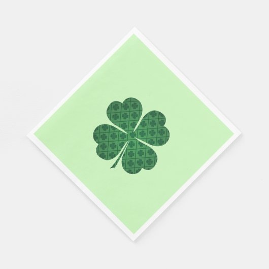 St Patricks Lucky Four Leaf Green Clover Pattern Serviette (Ecke)