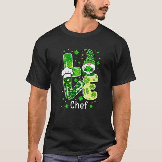 St Patricks Lucky Funny Koch Gnome Leopard Green P T-Shirt (Vorderseite)