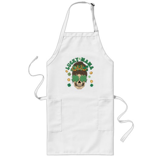 St. Patrick's Lucky Mama Skeleton Lange Schürze (Vorne)