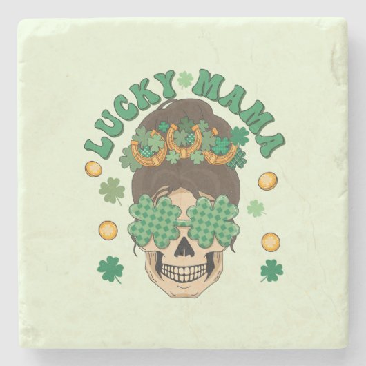 St. Patrick's Lucky Mama Skeleton Steinuntersetzer (Vorderseite)
