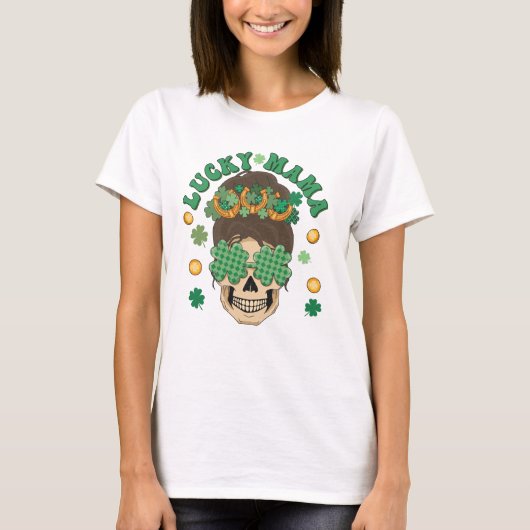 St. Patrick's Lucky Mama Skeleton T-Shirt (Vorderseite)