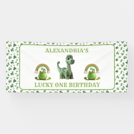 St Patricks Lucky One Dinosaur Banner (Horizontal)