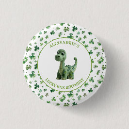 St Patricks Lucky One Dinosaur Button