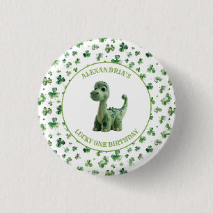 St Patricks Lucky One Dinosaur Button
