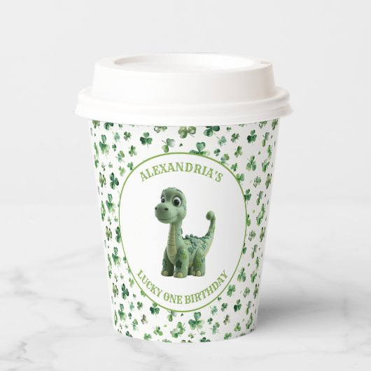St Patricks Lucky One Dinosaur Paper Cup Pappbecher (Vorderseite)