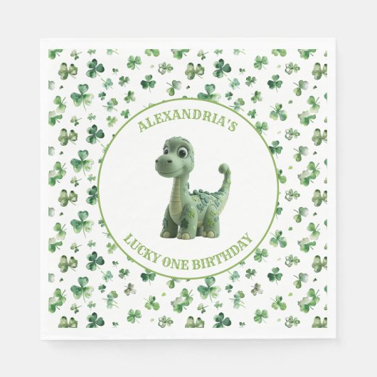 St Patricks Lucky One Dinosaur Paper Napkin Serviette (Vorderseite)
