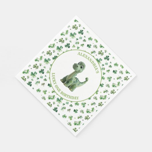 St Patricks Lucky One Dinosaur Paper Napkin Serviette (Ecke)
