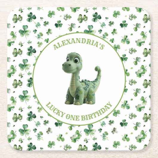 St Patricks Lucky One Dinosaur Paper Untersetzer (Vorderseite)
