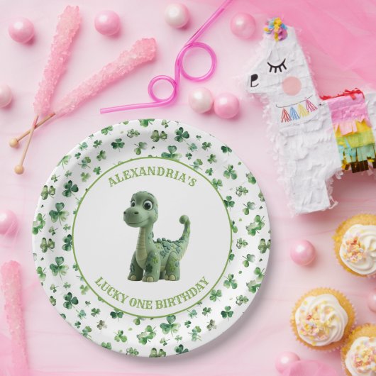 St Patricks Lucky One Dinosaur Papierplatte Pappteller (Party)