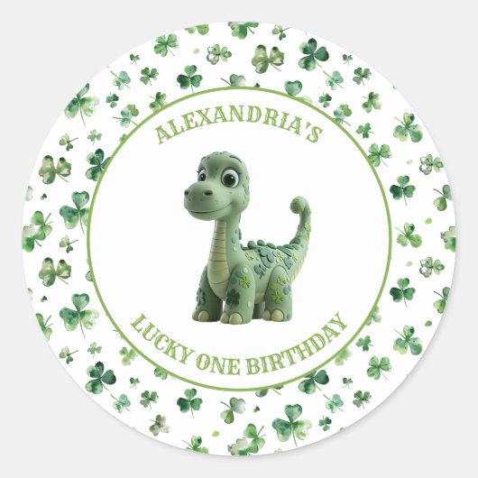 St Patricks Lucky One Dinosaurier Sticker (Vorderseite)