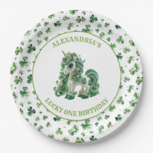 St Patricks Lucky One Einhorn Papierplatte