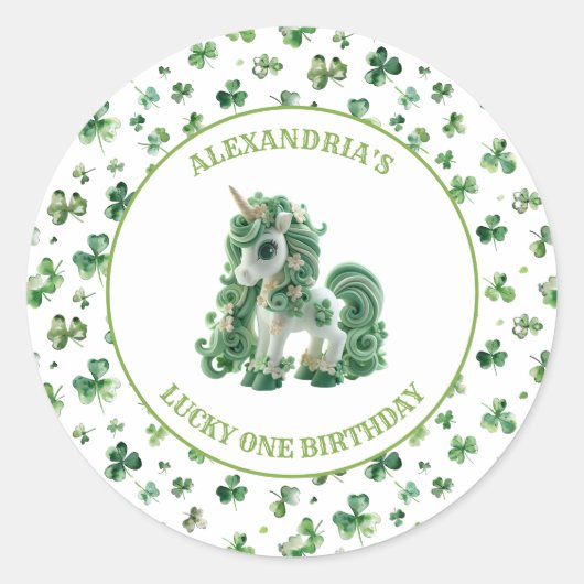 St Patricks Lucky One Unicorn Sticker (Vorderseite)