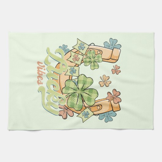 St. Patrick's Lucky Vibes Geschirrtuch (Horizontal)